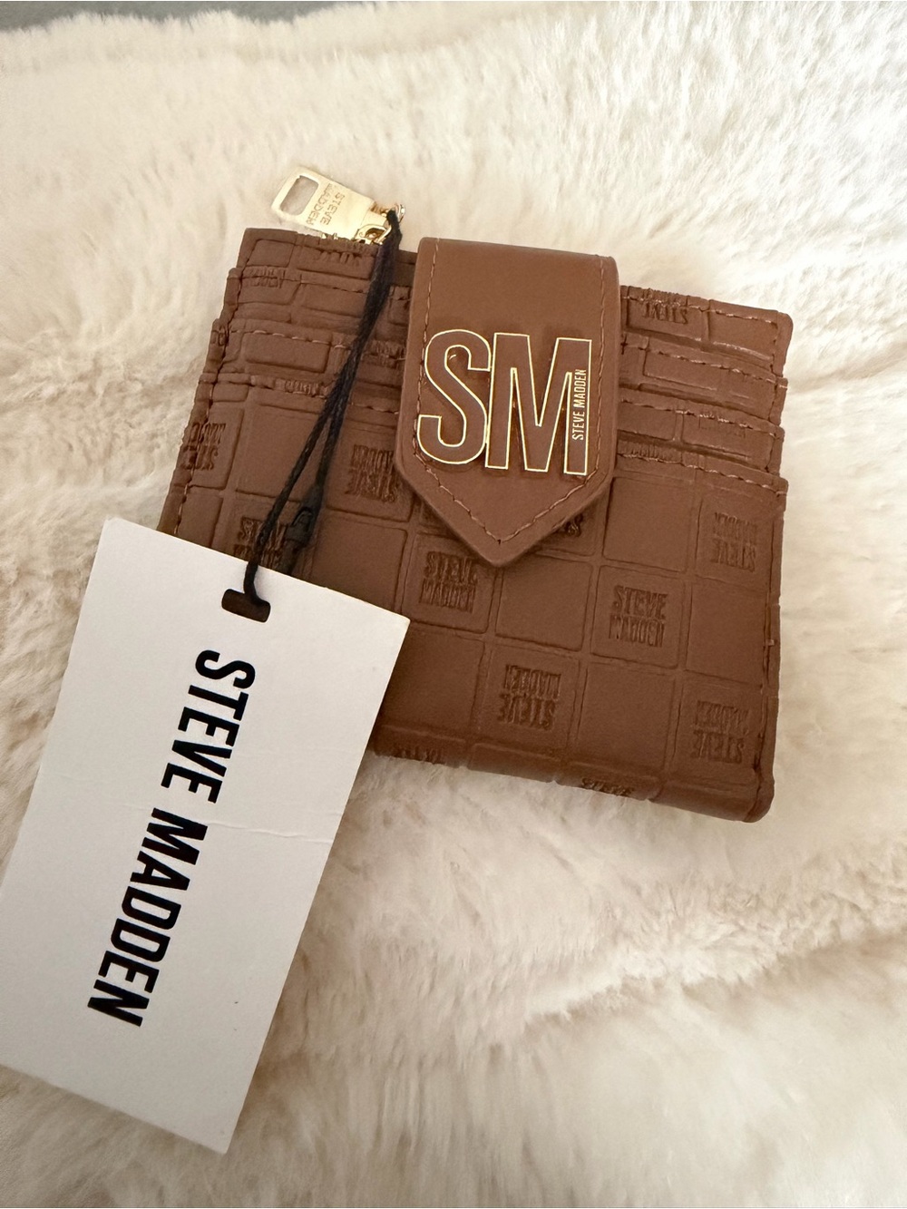 Steve Madden Brown Embossed SM Compact Wallet